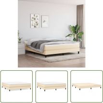 Sommier à lattes de lit avec matelas Crème 180x200 cm Tissu - Lit Double - Lit Tapissier - Literie - Matelas à Ressorts Ensachés - Support Moyen Dur