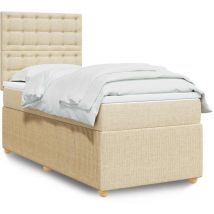 Sommier à lattes de lit avec matelas Crème 90x200 cm Tissu