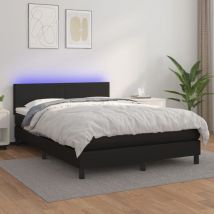 Sommier à lattes de lit avec matelas et led Noir 140x190 cm