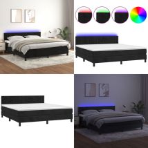 Sommier à lattes de lit avec matelas et led Noir 160x200 cm - Lit Plateforme - Lit Capitonné - Lit Design - Lit Double - Sommier Tapissier - Home &