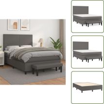 Sommier à lattes de lit avec matelas Gris 140x190 cm Similicuir - Lit à Sommier Tapissier - Lits à Sommier Tapissier - Lit - Meuble De Chambre à