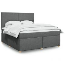 Avimac - Sommier à lattes de lit avec matelas Gris foncé 180x200cm Tissu