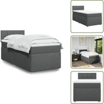 Sommier à lattes de lit avec matelas Gris foncé 80x200 cm Tissu - Lit Double - Lit Plateforme - Literie - Chambre à Coucher - Matelas à Ressorts