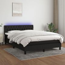 Sommier à lattes de lit avec matelas led Noir 140x190 cm Tissu