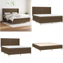 Sommier à lattes de lit avec matelas Marron foncé 180x200 cm - Lit Double - Lit Tapissier - Literie - Matelas à Ressorts Ensachés - Tête De Lit