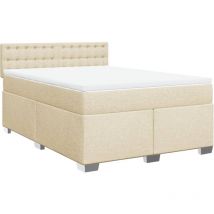 Sommier à lattes de lit avec matelas Crème 140x200 cm Tissu Vidaxl