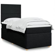 Avimac - Sommier à lattes de lit avec matelas Noir 100x200 cm Tissu