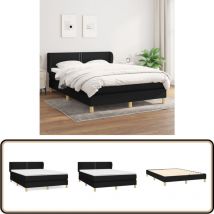 Sommier à lattes de lit avec matelas Noir 140x190 cm Tissu - Lit Double - Lit Tapissier - Literie - Matelas - Sommier
