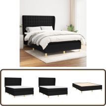 Sommier à lattes de lit avec matelas Noir 140x190 cm Tissu - Lit Double - Lit Tapissier - Literie - Matelas - Sommier