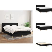 Sommier à lattes de lit avec matelas Noir 140x190 cm Tissu - Lit Double - Lit Tapissier - Literie - Matelas - Sommier