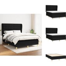 Sommier à lattes de lit avec matelas Noir 140x190 cm Tissu - Lit Double - Lit Tapissier - Literie - Matelas - Sommier