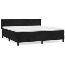 Sommier À Lattes De Lit Avec Matelas Noir 180x200 Velours