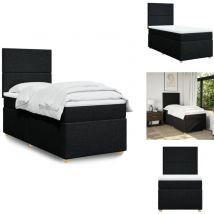 Sommier à lattes de lit avec matelas Noir 90x190 cm Tissu - Lit Double - Literie - Matelas - Sommier - Cadre De Lit
