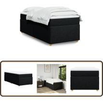 Sommier à lattes de lit avec matelas Noir 90x190 cm Tissu - Lit Double - Literie - Matelas - Sommier - Chambre à Coucher