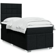 Sommier à lattes de lit avec matelas Noir 90x200 cm Tissu