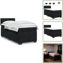 Sommier à lattes de lit avec matelas noir simple velours - Lit Double - Lit Design - Lit Moderne - Lit Velours - Lit Avec Éclairage Led