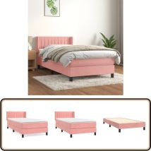 Sommier à lattes de lit avec matelas Rose 90x190 cm Velours - Lit Tapissier - Lit Velours - Lit Double - Lit Rose - Lit Chambre Ado