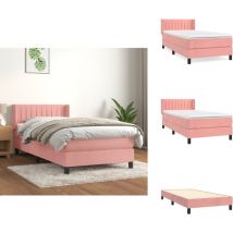 Sommier à lattes de lit avec matelas Rose 90x190 cm Velours - Lit Tapissier - Lit Velours - Lit Double - Lit Rose - Lit Chambre Ado