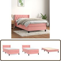 Sommier à lattes de lit avec matelas Rose 90x200 cm Velours - Lit Plateforme - Lit Velours - Lit Double - Lit Design - Chambre Ado