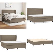 Sommier à lattes de lit avec matelas Taupe 160x200 cm Tissu - Lit Tapissier - Lit Double - Matelas à Ressorts Ensachés - Literie - Chambre à Coucher
