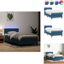 Sommier à lattes de lit et matelas bleu foncé 100x220cm velours - Lit à Sommier Tapissier - Lits à Sommier Tapissier - Lit - Meubles De Chambre à