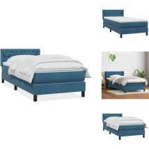 Sommier à lattes de lit et matelas bleu foncé 90x220 cm velours - Sommier à Lattes De Lit - Sommiers à Lattes De Lit - Lit - Meuble De Chambre à