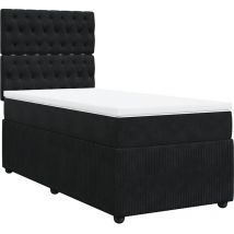 Sommier à lattes de lit avec matelas Noir 100x200 cm Velours Vidaxl 692001