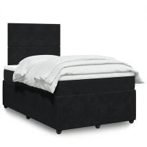 Sommier à lattes de lit avec matelas noir 120x190 cm velours