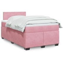 Sommier à lattes de lit avec matelas rose 120x190 cm velours