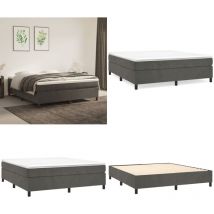 Sommier à lattes de lit et matelas Gris foncé 180x200cm Velours - Lit Tapissier - Lit Double - Matelas Velours - Literie - Literie Luxe - Home &