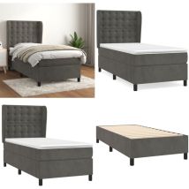 Sommier à lattes de lit et matelas Gris foncé 80x200 cm Velours - lit à sommier tapissier - lits à sommier tapissier - Home & Living - Gris