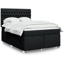 Sommier à lattes de lit avec matelas Noir 140x190 cm Tissu