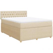 Sommier à lattes de lit avec matelas Crème 140x190 cm Tissu