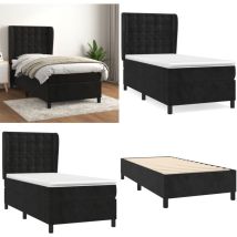Sommier à lattes de lit et matelas Noir 80x200 cm Velours - lit à sommier tapissier - lits à sommier tapissier - Home & Living - Noir