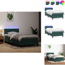Sommier à lattes de lit et matelas vert foncé 100x220cm velours - Lit à Sommier Tapissier - Lits à Sommier Tapissier - Lit - Meubles De Chambre à