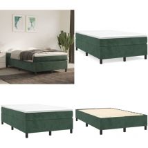Sommier à lattes de lit et matelas Vert foncé 120x200cm Velours - Lit Tapissier - Lit Double - Literie - Chambre à Coucher - Literie Luxe - Home &