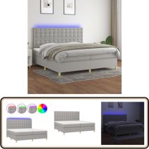 Sommier à lattes de lit matelas et led Gris clair 200x200 cm - Sommier Tapissier - Lit Plateforme - Lit Avec Led - Matelas à Ressorts Ensachés