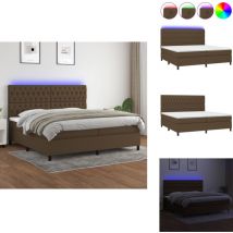 Sommier à lattes de lit matelas et led Marron foncé 200x200 cm - Sommier Tapissier - Lit Avec Led - Matelas à Ressorts Ensachés - Têted Lit Ajustable