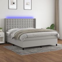 Sommier à lattes de lit matelas led Gris clair 160x200 cm Tissu