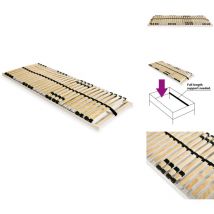 Sommier à lattes sans matelas avec 28 lattes 7 zones 90x200 cm - Sommier à Lattes - Sommier Bois - Lit Double - Cadre Lit - Lit 90x200