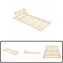 Sommier à lattes sans matelas tête de lit réglable 70x200 cm - Sommier à Lattes - Sommier Bois - Cadre Lit - Lit Double - Tête De Lit Réglable
