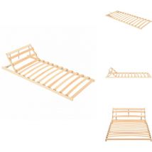 Sommier à lattes sans matelas tête de lit réglable 70x200 cm - Sommier à Lattes - Sommier Bois - Cadre Lit - Lit Double - Tête De Lit Réglable