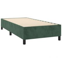 Sommier à lattes sur pieds cadre de lit 90x200 cm tissu velours vert foncé TDL0206873