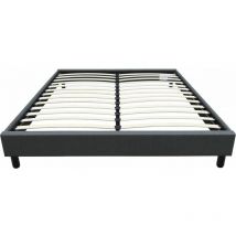 Habitat Et Jardin - Sommier 'Andy' en tissu - 140 x 190cm - Gris anthracite
