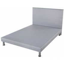 Sommier déco + tête + pieds SR9 Gris clair 140X190 - Lattes bois massif - H.13 cm