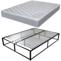 Ebac Literie - Sommier démontable surélevé KIT27 + Matelas Madere - 40 lattes bois - Gain de place