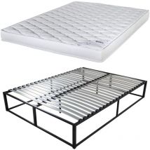 Ebac Literie - Sommier démontable surélevé KIT27 + Matelas Marly - 40 lattes bois - Gain de place