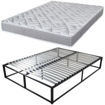 Ebac Literie - Sommier démontable surélevé KIT27 + Matelas Maryland - 40 lattes bois - Gain de place
