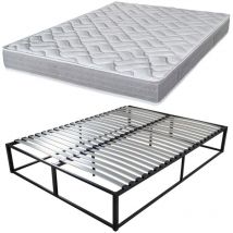 Ebac Literie - Sommier démontable surélevé KIT27 + Matelas Maryland - 40 lattes bois - Gain de place
