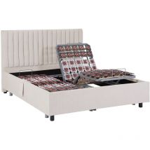 Vente-unique - Sommier électrique de relaxation déco 2x48 plots - 2 x 70 x 190 cm - Tissu - Beige - nalu de dreamea